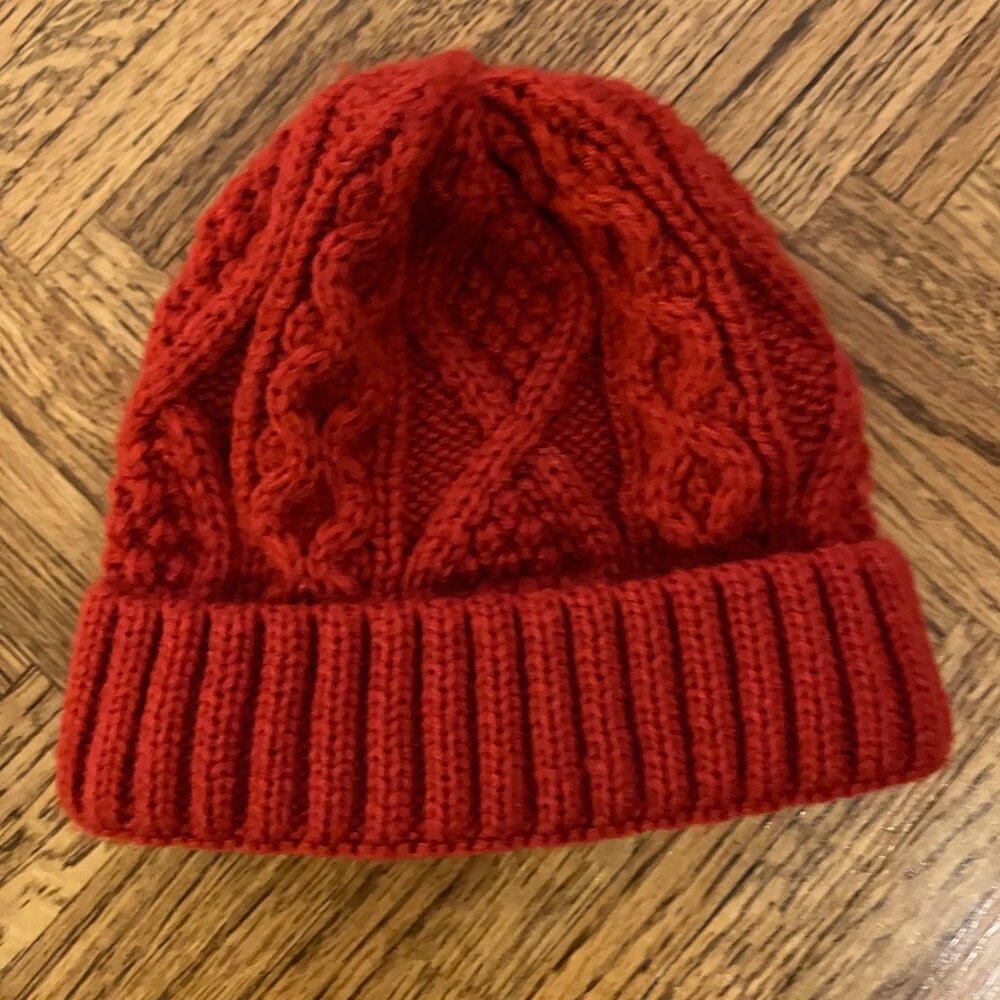Toddler Red Cable Knit Winter Stocking Hat